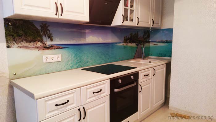 Кухонный фартук из стекла с фотопечатью море и пляж